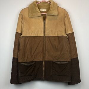 Vintage Fairweather colour block faux Sherpa Tan and Brown Teddy Jacket